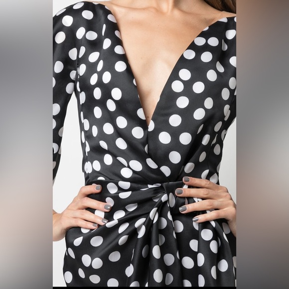 Carolina Herrera Puff Slv Wide V Neck Dress - Picture 5 of 7